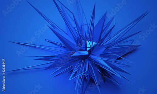 Abstract 3d render, modern background design, chaotic shape