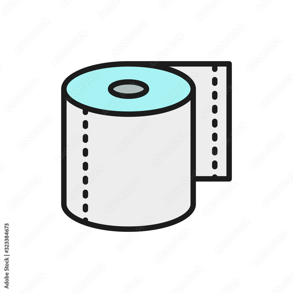 Roll of toilet paper, napkins flat color line icon. Roll of toilet paper, napkins flat color line icon.