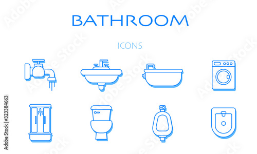 Plumbing and bathroom icon set