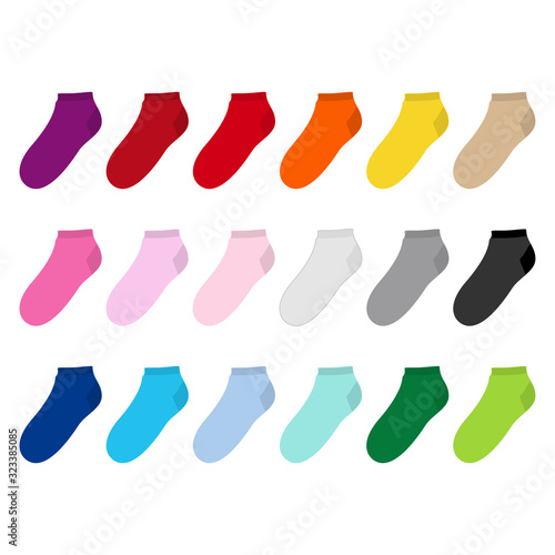 A set of socks in different colors. Vector illustration on white background.