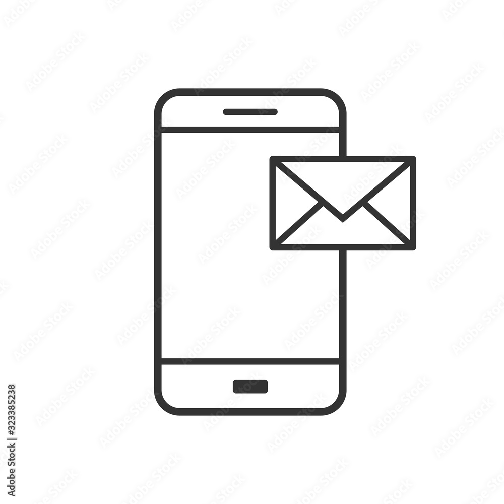 Message Icon, mobile phone with letter in trendy flat style isolated on grey background. Sms symbol for your web site design, logo, app, UI. Vector illustration. Message Icon, mobile phone with letter in trendy flat style isolated on grey background. Sms symbol for your web site design, logo, app, UI. Vector illustration.
