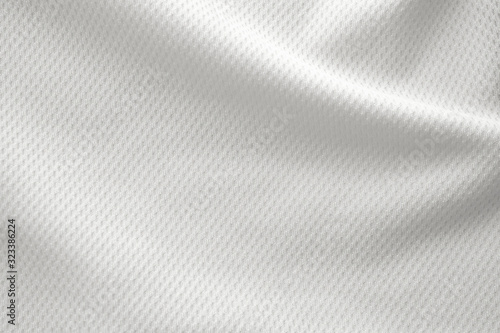 White sports clothing fabric jersey football shirt texture top view close up photo