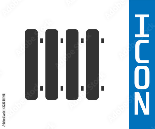 Grey Heating radiator icon isolated on white background.  Vector Illustration