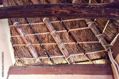 Canvas-taulu Inside view of thatched roof of a traditional old Japanese farmer's house