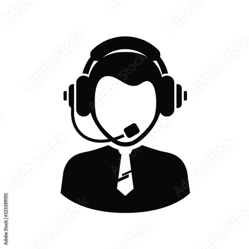 Customer Service and Headset icon isolated on white background © maskahfi