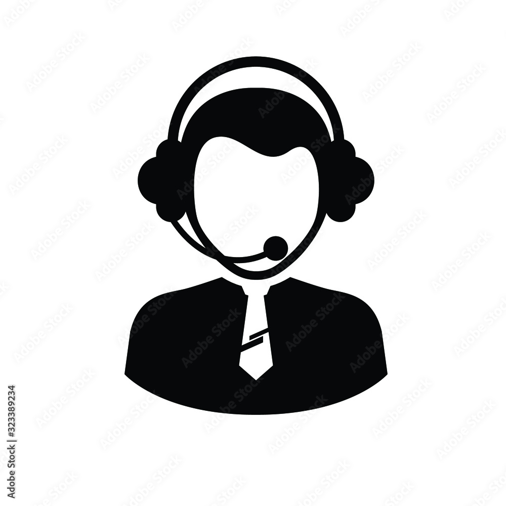 Customer Service and Headset icon isolated on white background