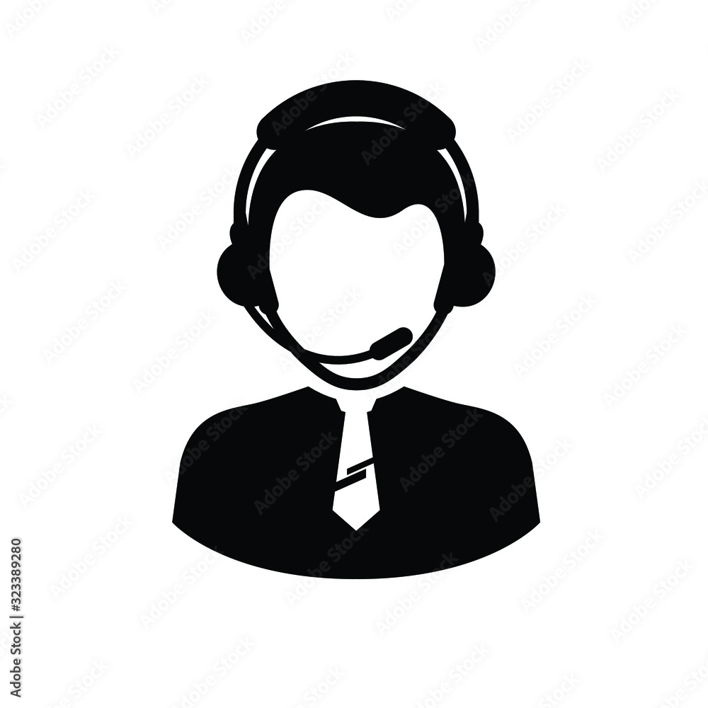 Customer Service and Headset icon isolated on white background Customer Service and Headset icon isolated on white background
