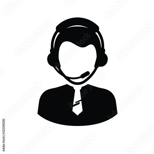 Customer Service and Headset icon isolated on white background