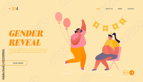 Happy Pregnant Woman Celebrate Baby Shower with Girl Friend Website Landing Page. Healthy Pregnancy Lifestyle, Maternity Child Bear. Character Wait Kid Web Page Banner Cartoon Flat Vector Illustration