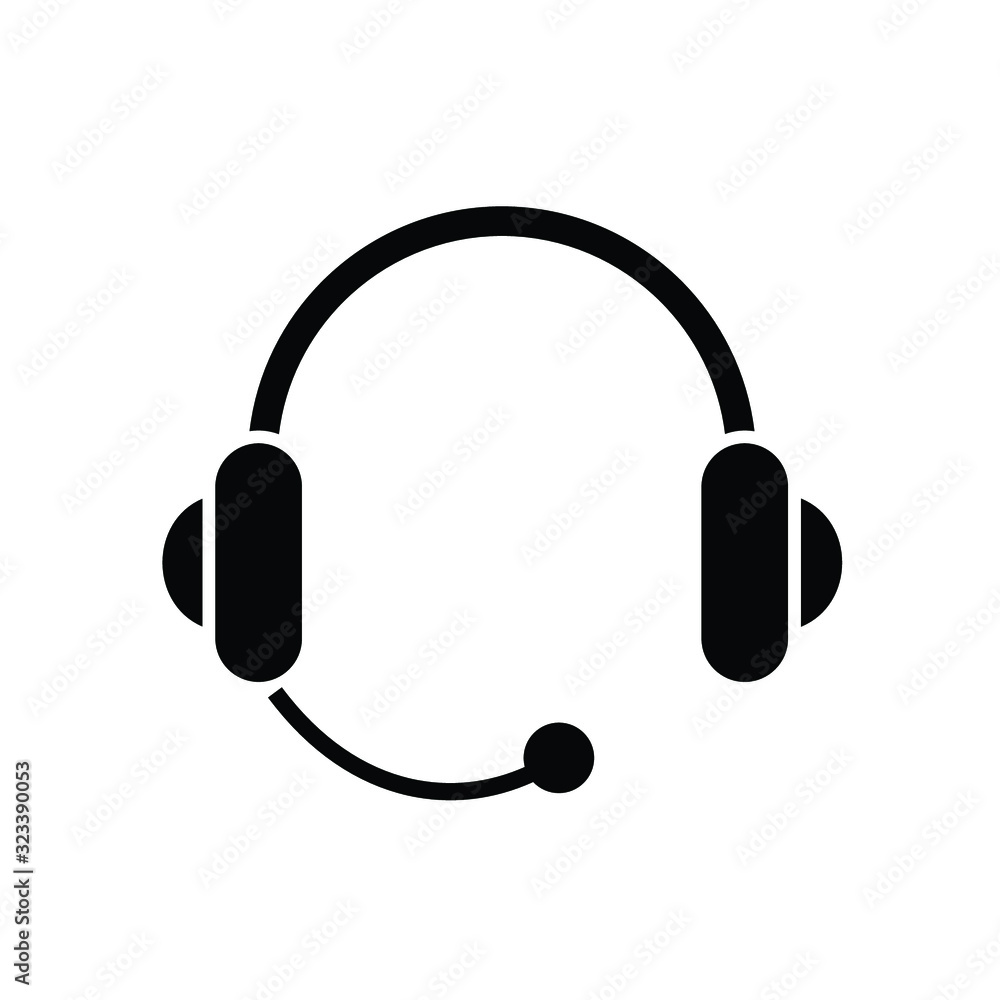 Customer Service and Headset icon isolated on white background Customer Service and Headset icon isolated on white background