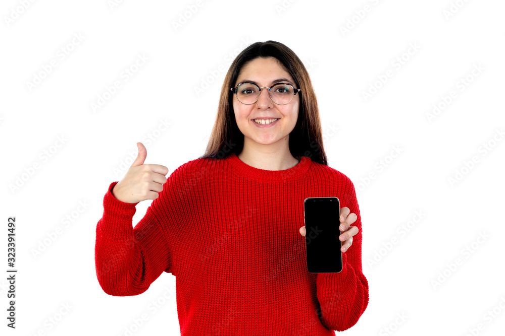 Brunette girl with glasses