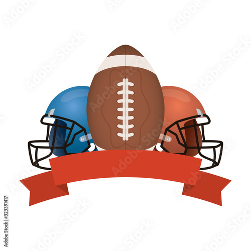 american football sport helmets and balloon