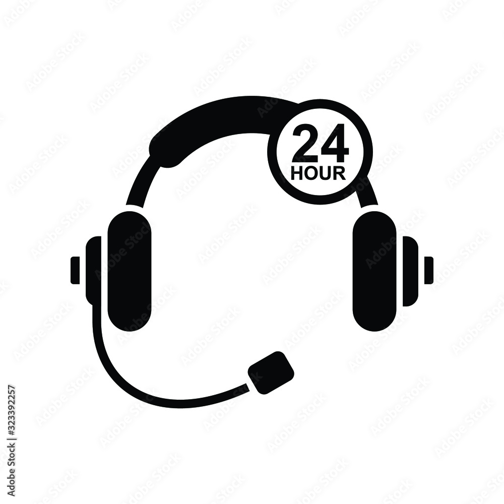 Customer Service and Headset icon isolated on white background Customer Service and Headset icon isolated on white background