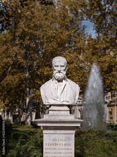 Bust of  Julije Klovic in Zrinjevac Park in the City of Zagreb, Croatia