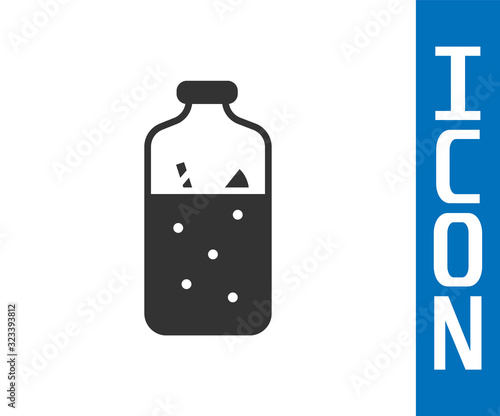 Grey Mulled wine with ingredients icon isolated on white background. Cinnamon stick, clove, lemon slice. Vector Illustration