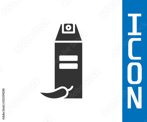 Grey Pepper spray icon isolated on white background. OC gas. Capsicum self defense aerosol. Vector Illustration