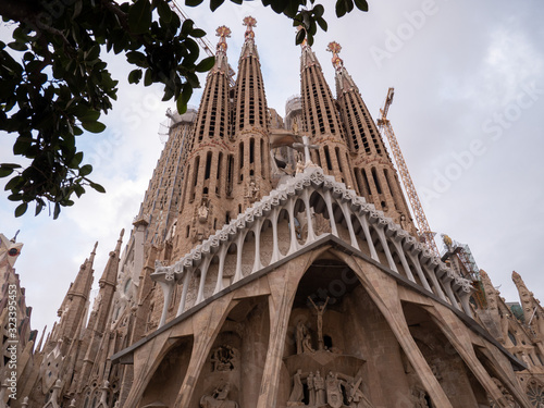 Sagrada Familia in Barcelona During a Cloudy Sky
