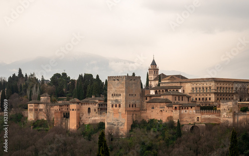 Alhambra in Granada on a Cloudy Sky