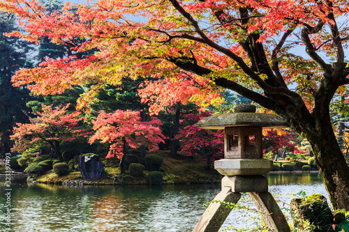 Kanazawa, Ishikawa, Japan fall season at Kenrokuen Gardens