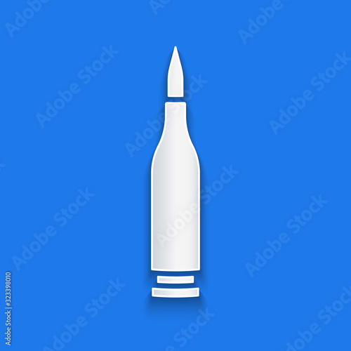 Paper cut Bullet icon isolated on blue background. Paper art style. Vector Illustration