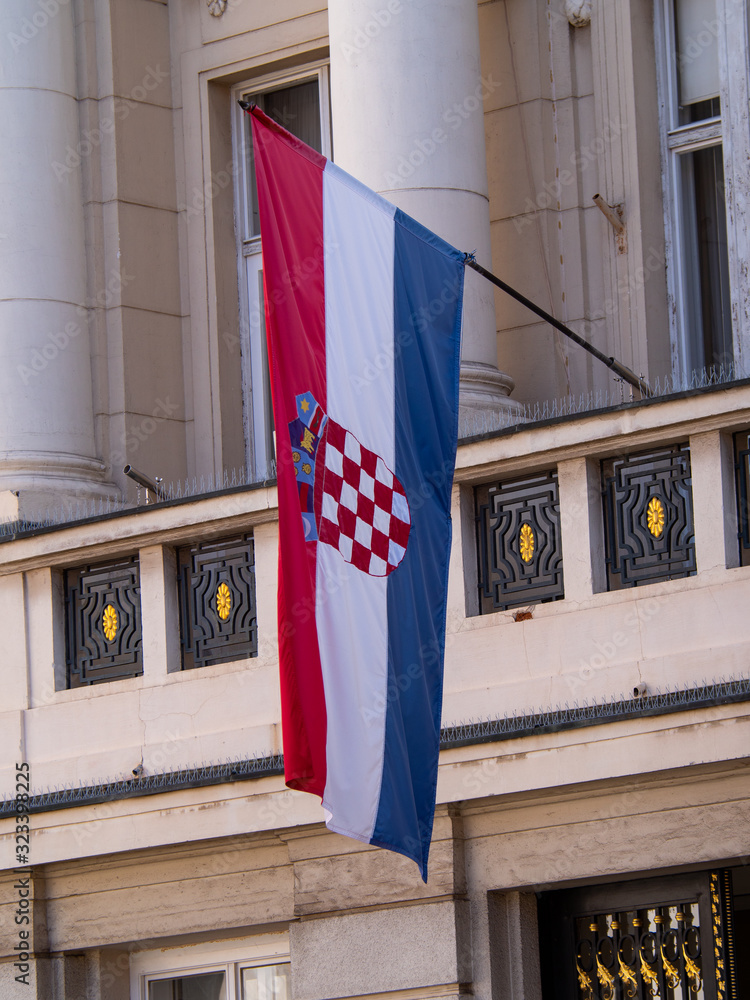 Croatia Flag on display in Zagreb