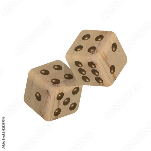 3D wooden dices , vector illustration.