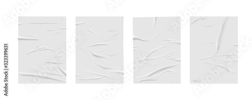 Obraz na plátně Glued paper wrinkled effect, vector realistic background