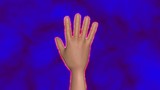 Human hand surrounded by glowing aura energy field . Back view.  3d rendering illustration
