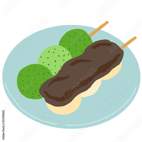 あんことよもぎの団子　和菓子