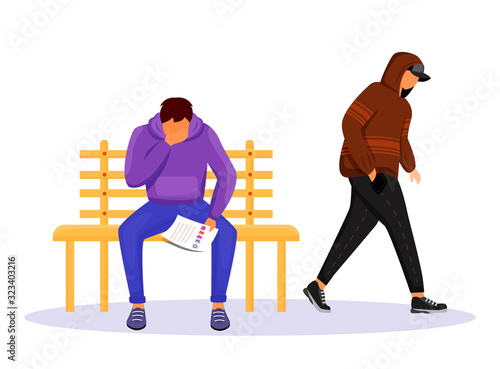 Blackmailing flat color vector faceless character. Blackmail threat. Man reading letter with demands, threats. Money extortion. Criminal act. Isolated cartoon illustration