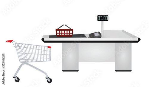 Empty cashier table. vector illustration