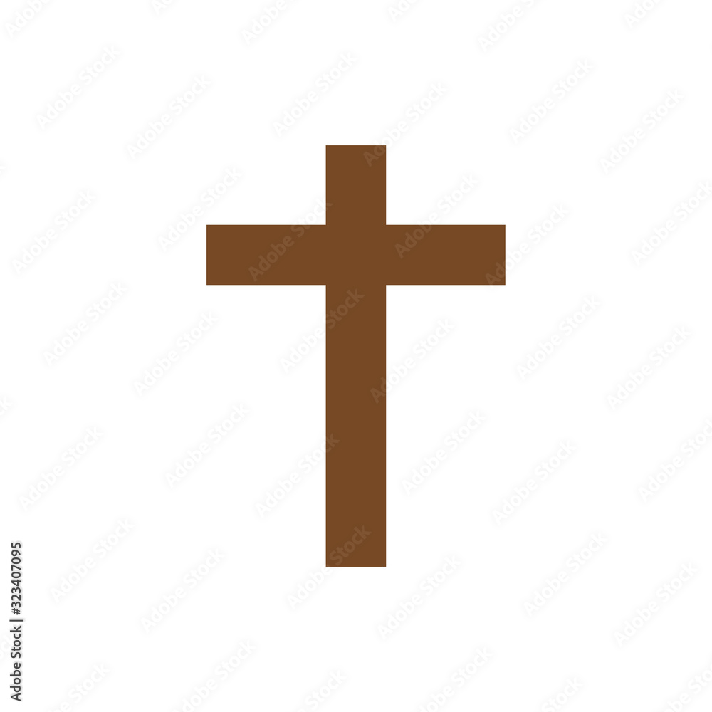 wooden cross religion flat style icon