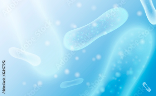 Microbiology concept. Digestion flora, Probiotics Bacteria. Modern science technology medicine background