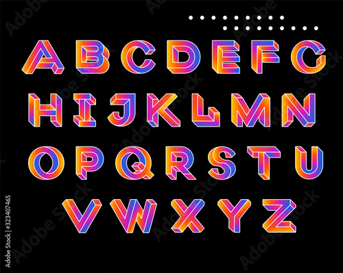 Impossible Geometry letters. Impossible shape font. Geometric Isometric graphics. Black letters on a white background. Vector illustration 10 eps