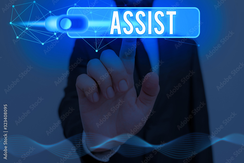 Word writing text Assist. Business photo showcasing help them to do a job or task by doing part of the work for them Word writing text Assist. Business photo showcasing help them to do a job or task by doing part of the work for them