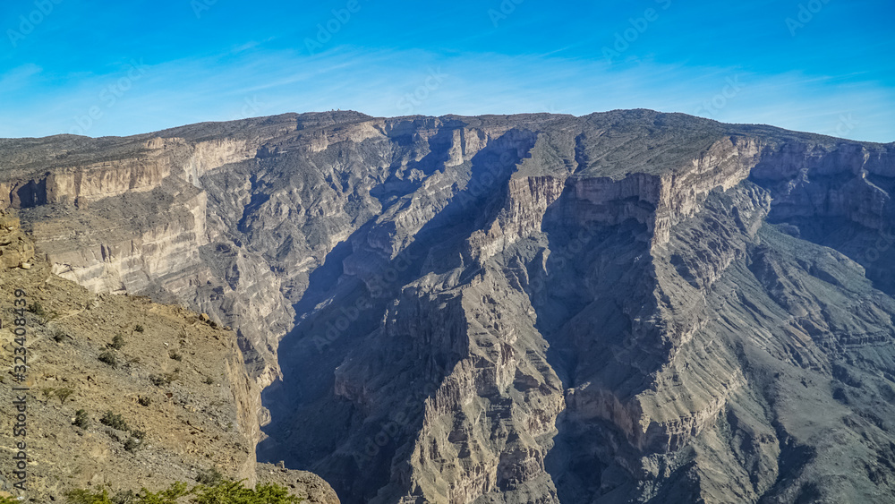 Wadi Ghul aka Grand Canyon of Oman in Jebel Shams Mountains