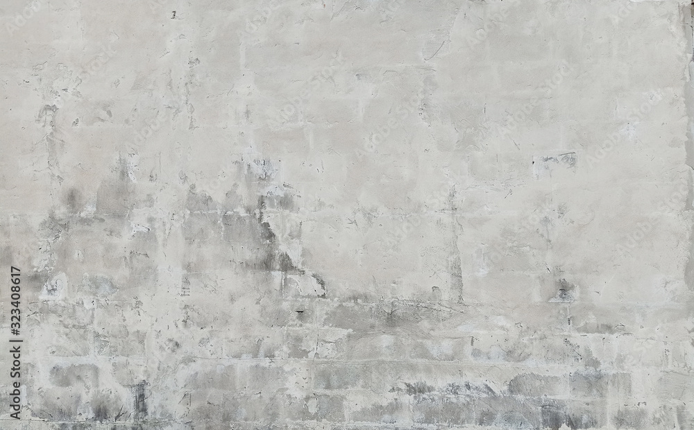 White brick mortar walls background . White walls rough cement floor texture Grungy concrete wall abstract background for design.