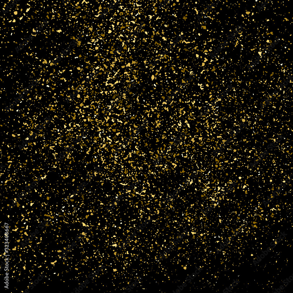 Gold Glitter Texture Isolated On Black. Amber Particles Color. Celebratory Background. Golden Explosion Of Confetti. Design Element. Digitally Generated Image. Vector Illustration, Eps 10. Gold Glitter Texture Isolated On Black. Amber Particles Color. Celebratory Background. Golden Explosion Of Confetti. Design Element. Digitally Generated Image. Vector Illustration, Eps 10.