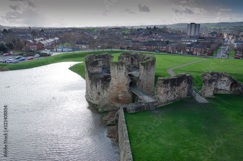 Flint Castle seen on the day of an unusually high spring tide. photo