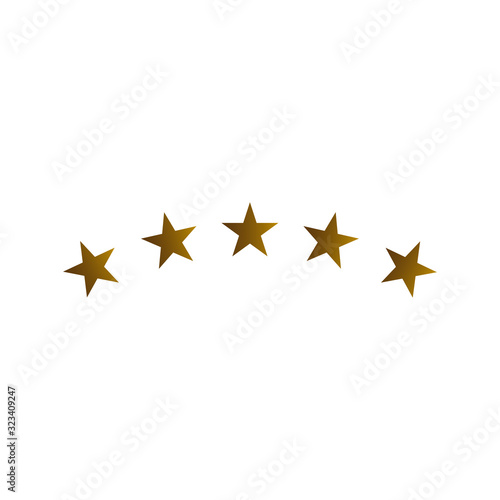 Gold Star flat icon  star rate  ranking  review star one to five stars curve isolated on white background stock illustration