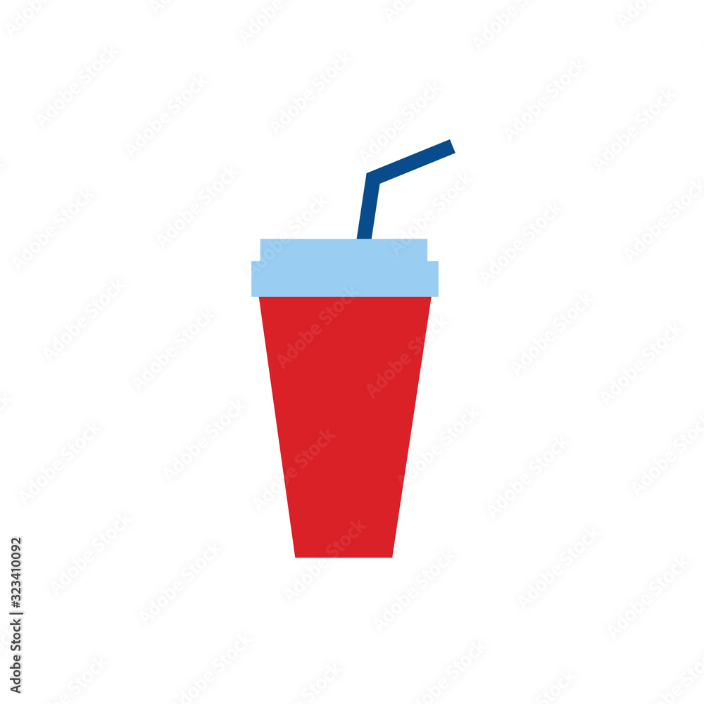 beverage drink with straw flat style beverage drink with straw flat style