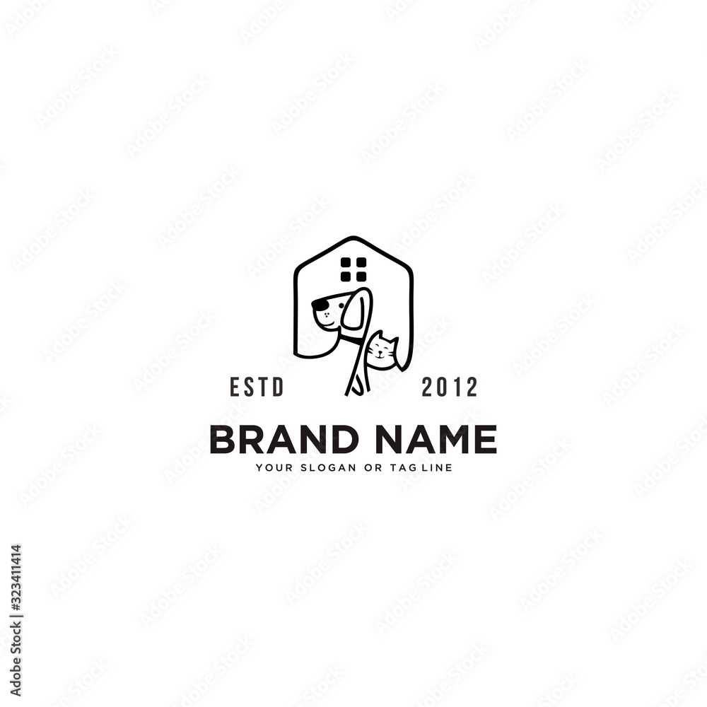 creative dog cat pet house logo design vector creative dog cat pet house logo design vector