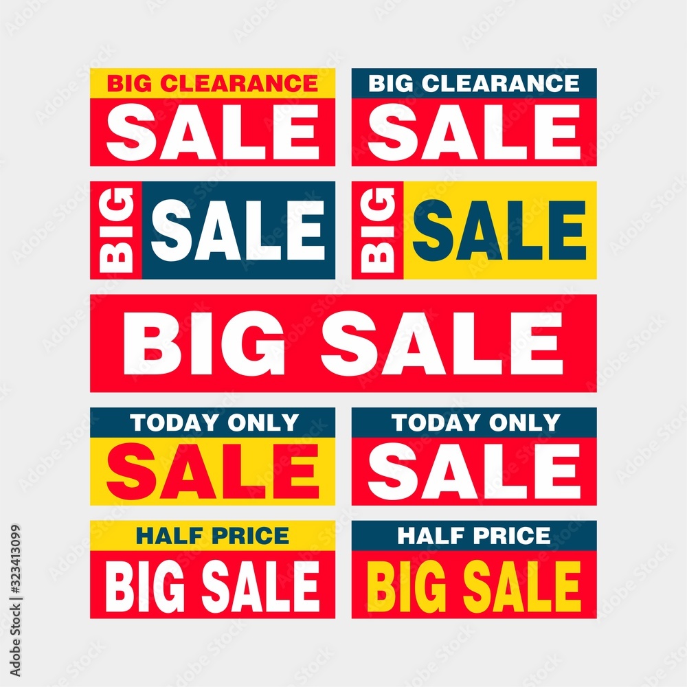Set of Big Sale Sign Shape Banner Design, Discount Banner Template Vector for advertising, social media, web banner