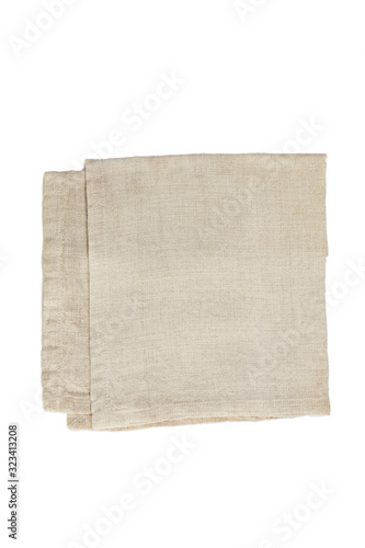 natural color linen serviette isolated on a white background