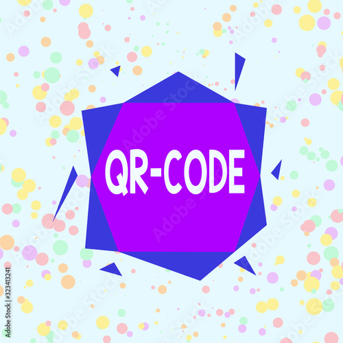 Handwriting text Qr Code. Conceptual photo the trademark for a type of matrix barcode A machinereadable code Asymmetrical uneven shaped format pattern object outline multicolour design photo