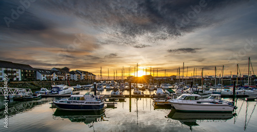 Aberystwyth Marina during sunset photo