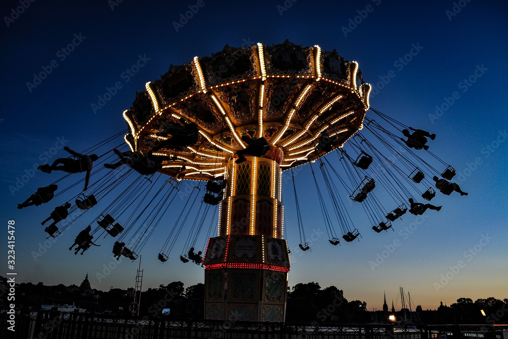 Fototapeta premium Carousel in amusement park Grön Lund, Stockholm