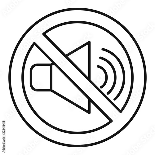 No sound speaker icon. Outline no sound speaker vector icon for web design isolated on white background
