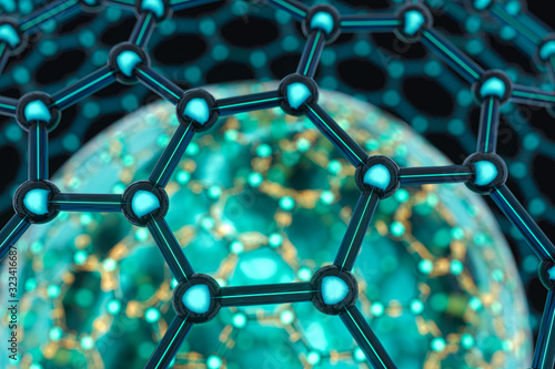 Tableau sur toile Cells and biological chain,molecules and abstract conception,3d rendering