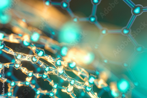 Cells and biological chain,molecules and abstract conception,3d rendering. photo